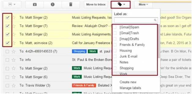 labels in Gmail account